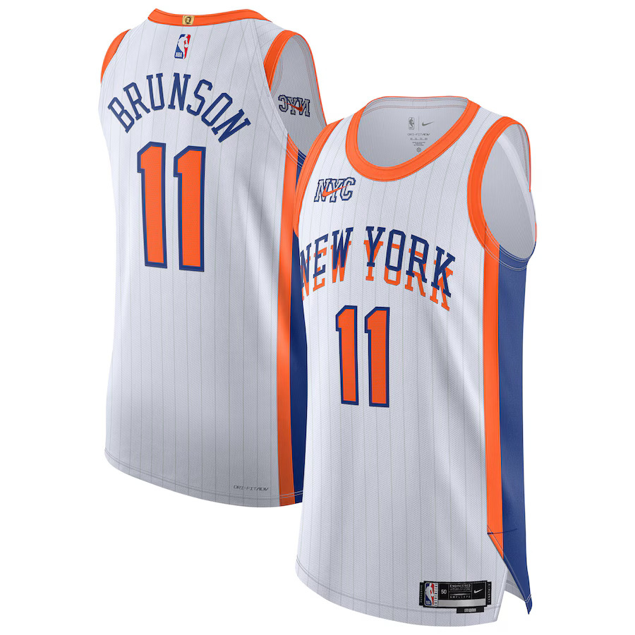 Men New York Knicks #11 Jalen Brunson Nike White City Edition 2024-25 Authentic Player NBA Jersey->->NBA Jersey